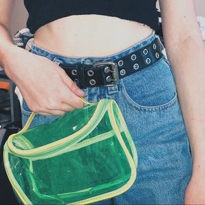 Green, see through purse.